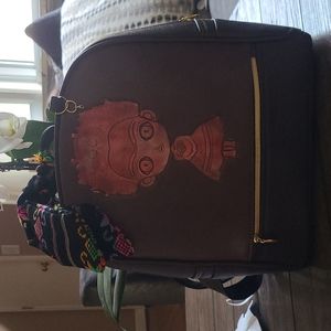 Frida kahlo artesanal leather backpack